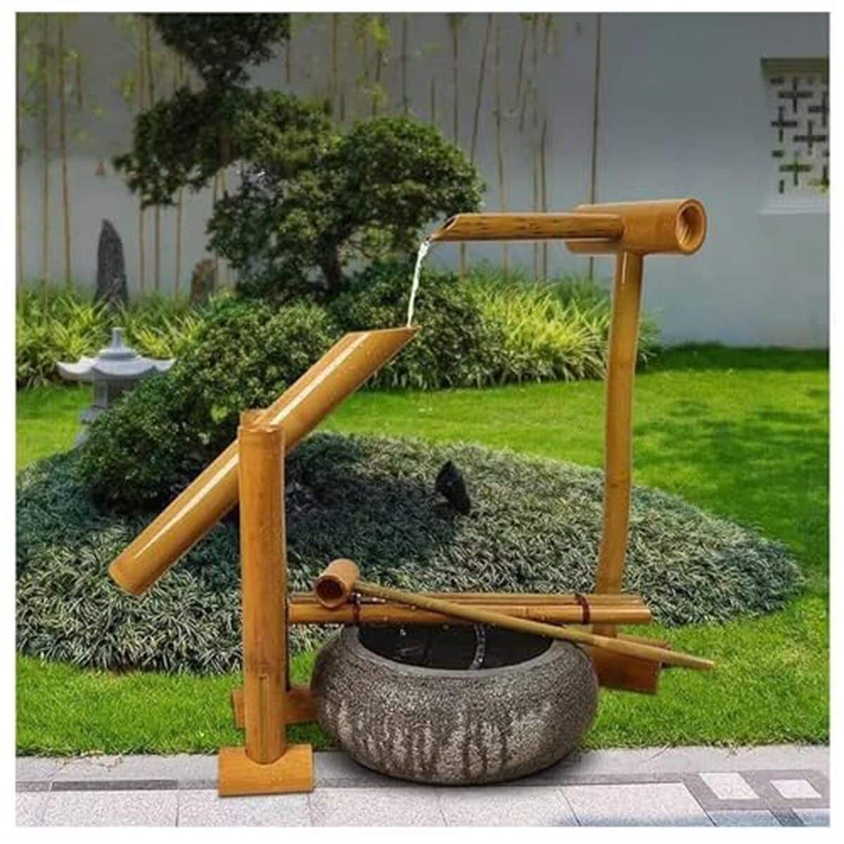 Avis sur la fontaine zen en bambou avec pompe japonaise décorative