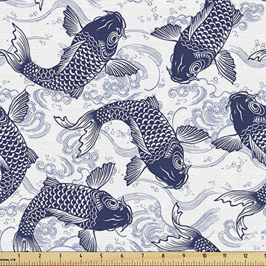 Avis sur le tissu décoratif Ambesonne Fish - carpe Koi et motif vague