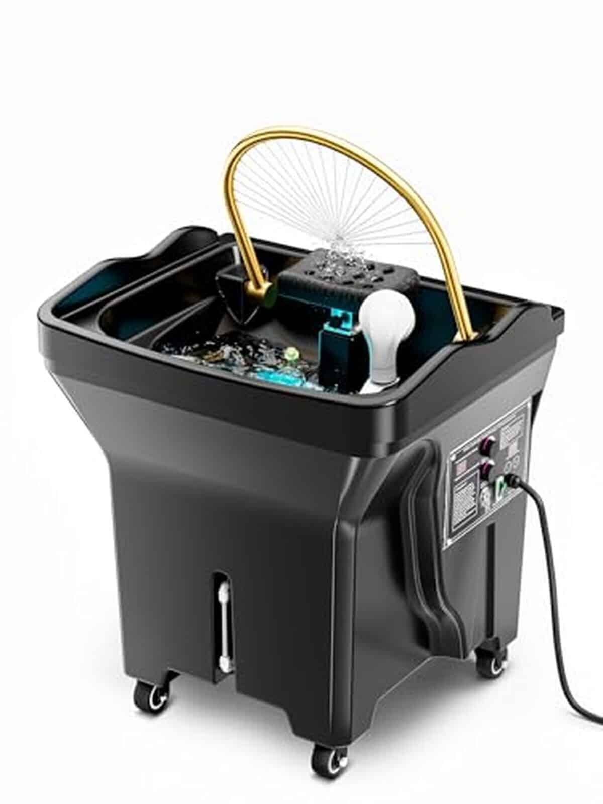 Test : évier de spa cascade Head Spa, réservoir XL et douche (noir)