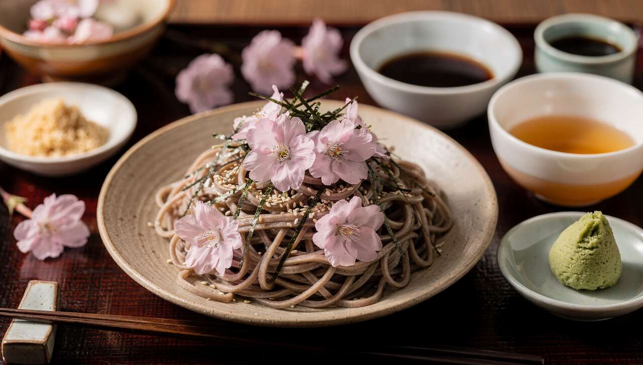 Recette de sakura soba : les nouilles japonaises aux fleurs de cerisier