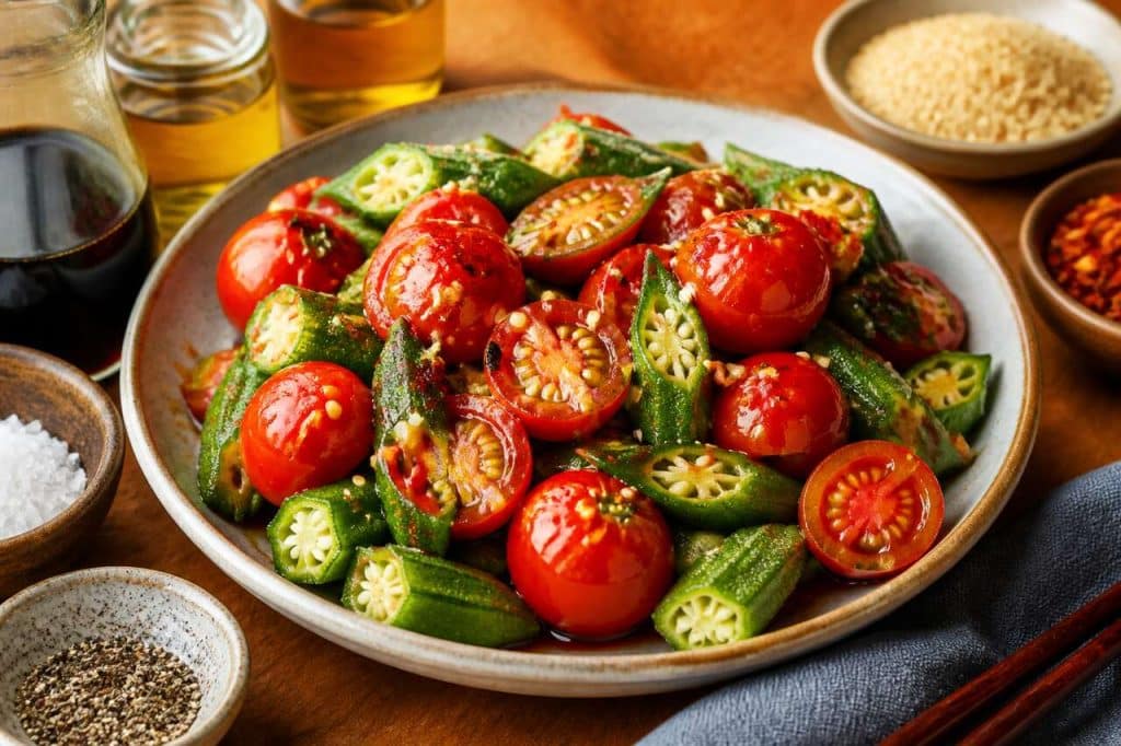 Recette de tomates cerises et gombo au ponzu