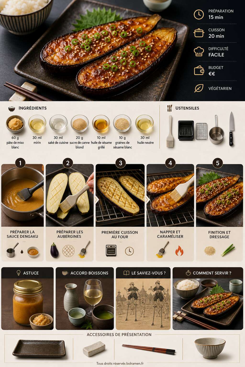 Fiche recette Recette de nasu dengaku : l'aubergine japonaise grill&eacute;e au miso