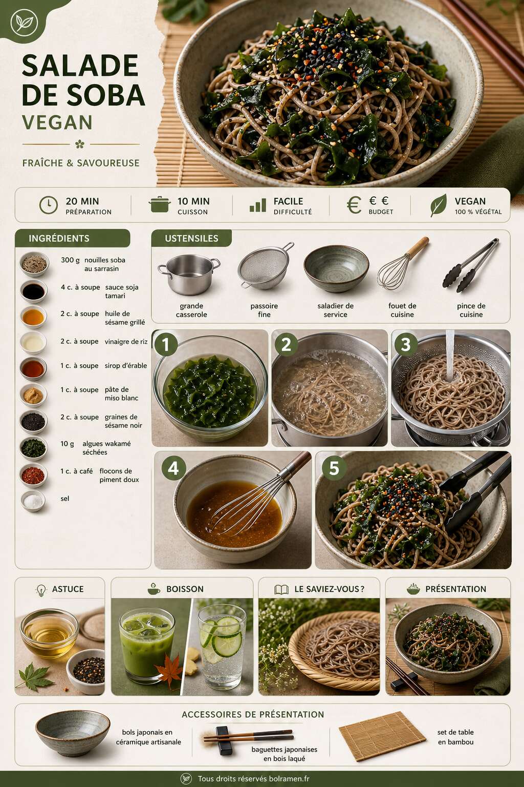 Fiche recette Recette de salade de soba vegan : fraîche et savoureuse Fiche recette Recette de salade de soba vegan : fraîche et savoureuse