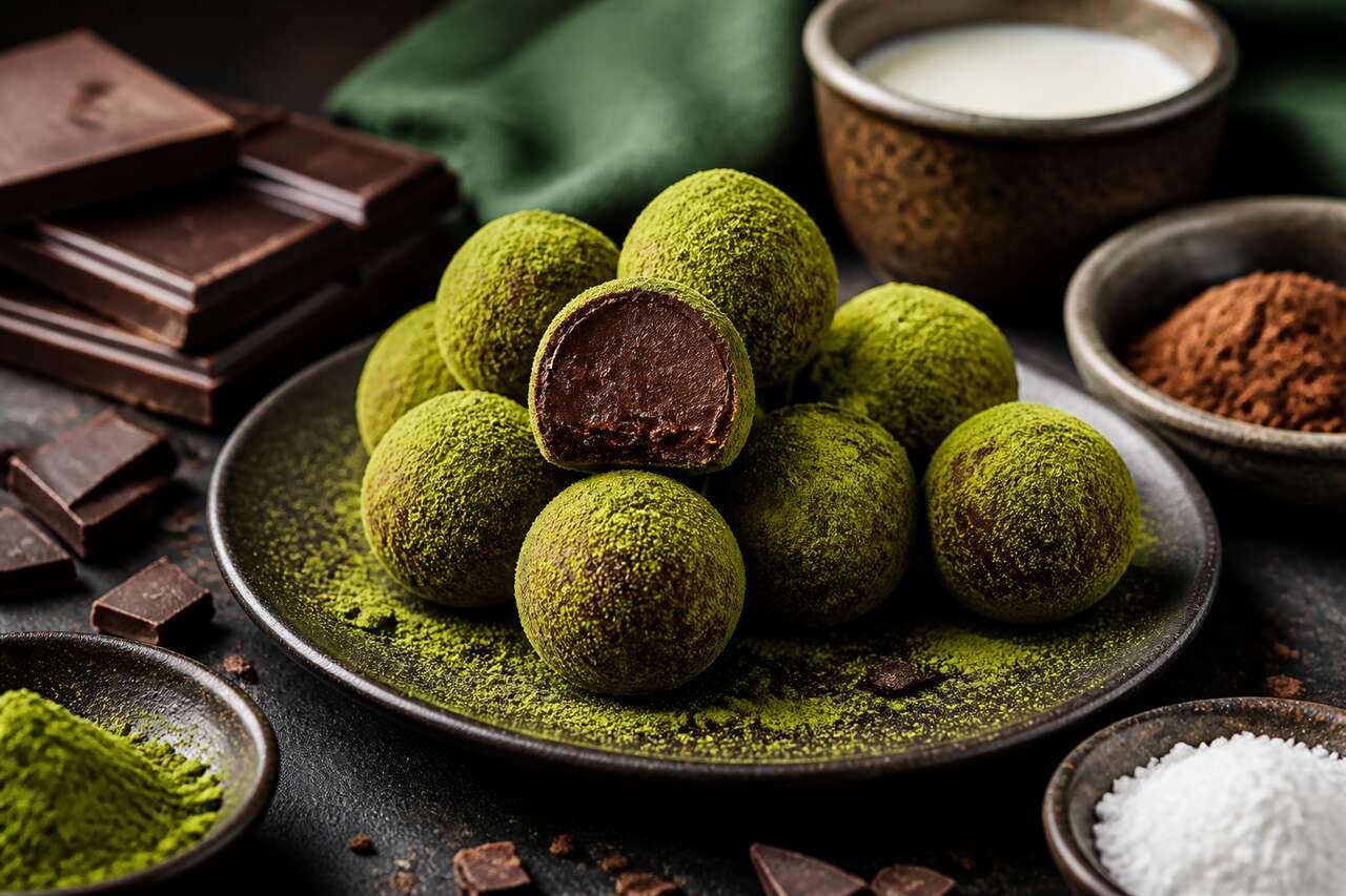 Recette de truffes au chocolat et matcha