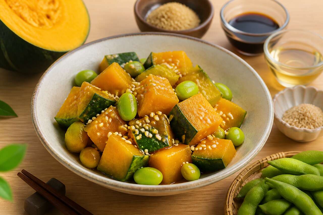 Recette de cubes de kabocha et edamame à la japonaise
