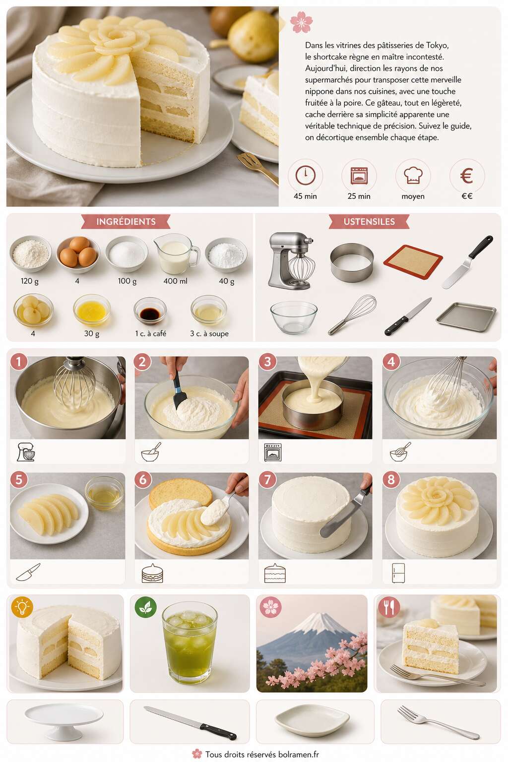 Fiche recette Recette du shortcake japonais &agrave; la poire