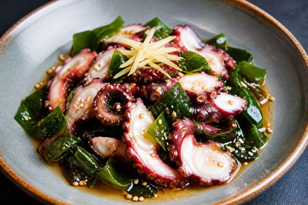 Recette de poulpe et wakamé au vinaigre à la japonaise