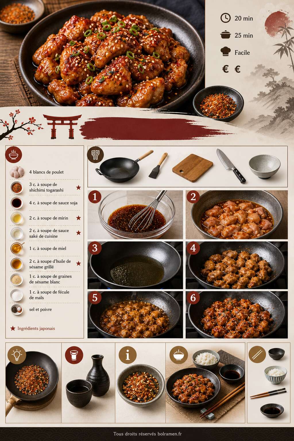 Fiche recette Recette de poulet aux sept épices japonaises Fiche recette Recette de poulet aux sept épices japonaises