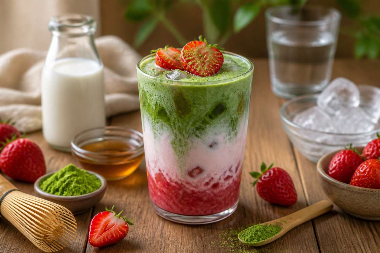 Recette du matcha latte à la fraise