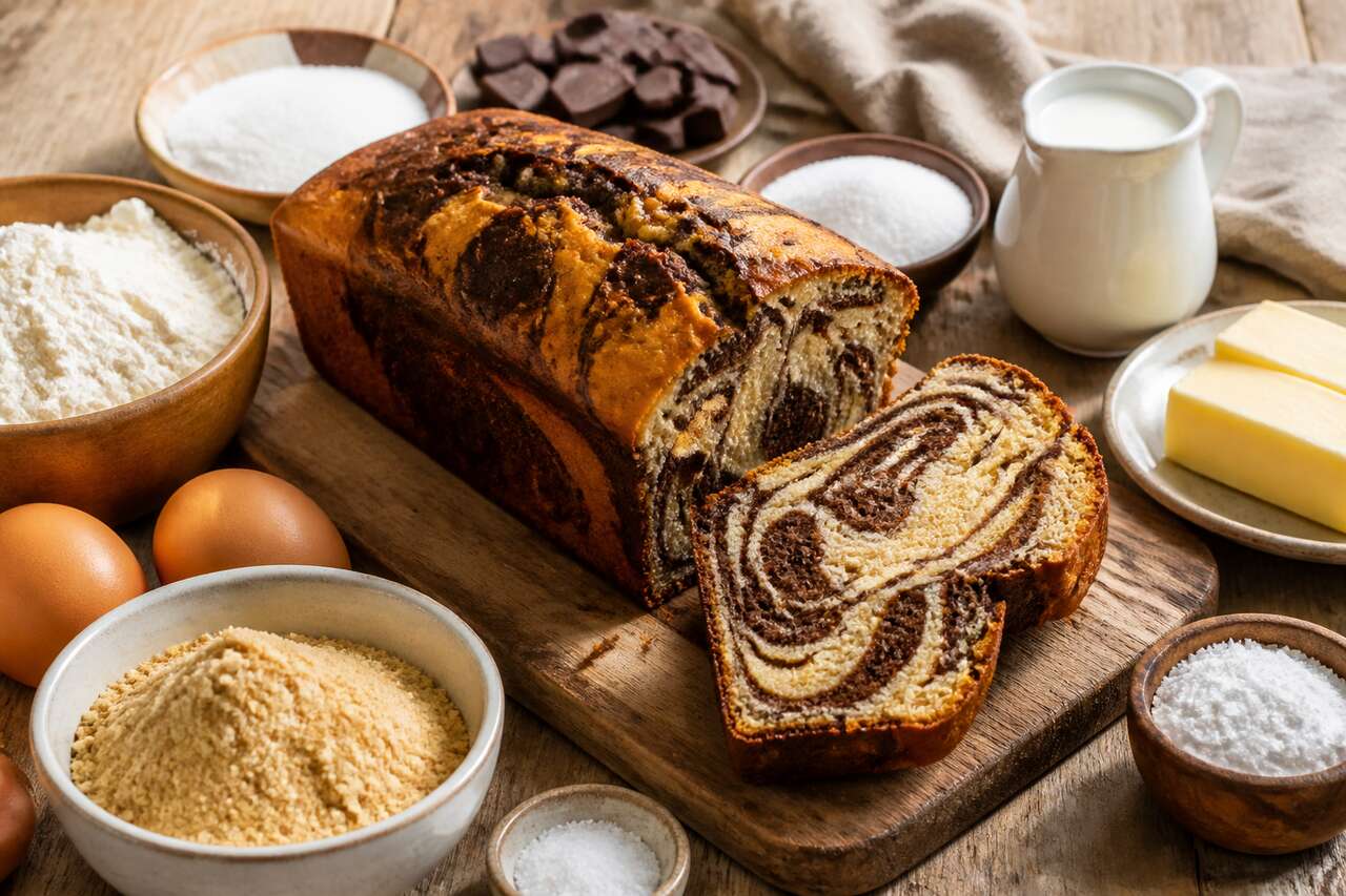 Recette du cake marbré kinako et chocolat