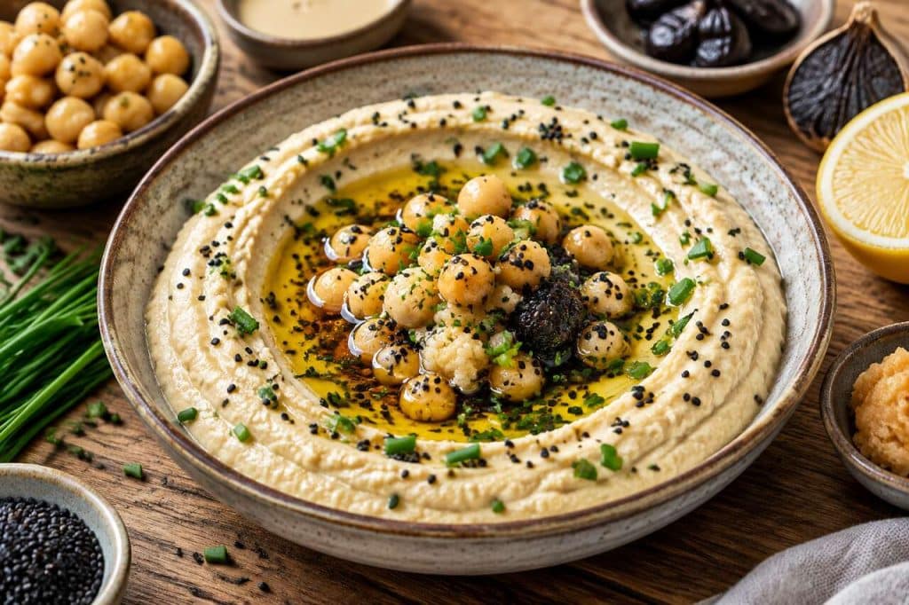 Recette de houmous japonais au miso blanc et ail noir