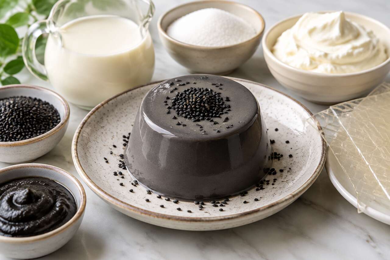 Recette de panna cotta au sésame noir à la japonaise