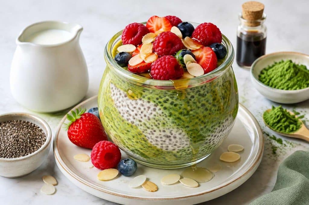 Recette du pudding au matcha et graines de chia