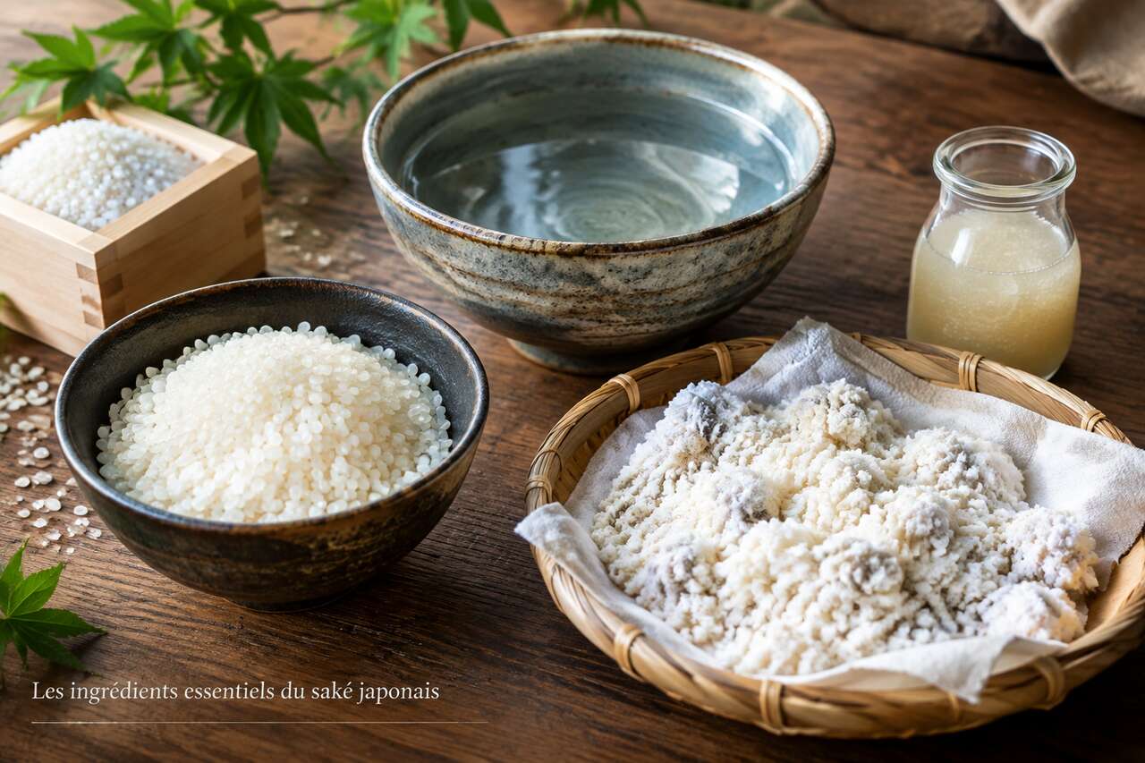 Les ingrédients qui changent tout : riz, eau, koji et levures Les ingrédients qui changent tout : riz, eau, koji et levures