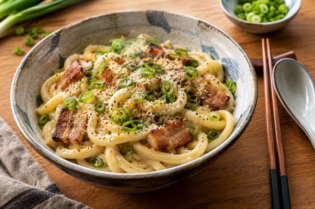 Recette des udon carbonara à la japonaise