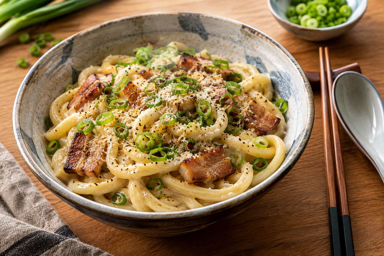 Recette des udon carbonara à la japonaise
