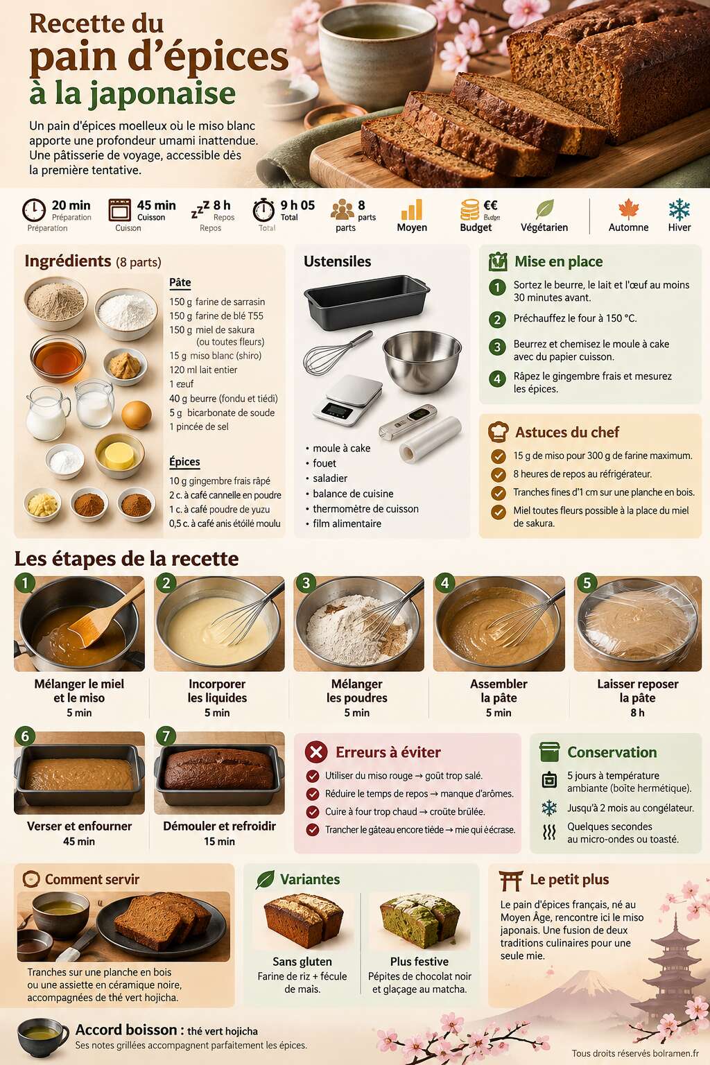 Fiche recette Recette du pain d'épices à la japonaise Fiche recette Recette du pain d'épices à la japonaise