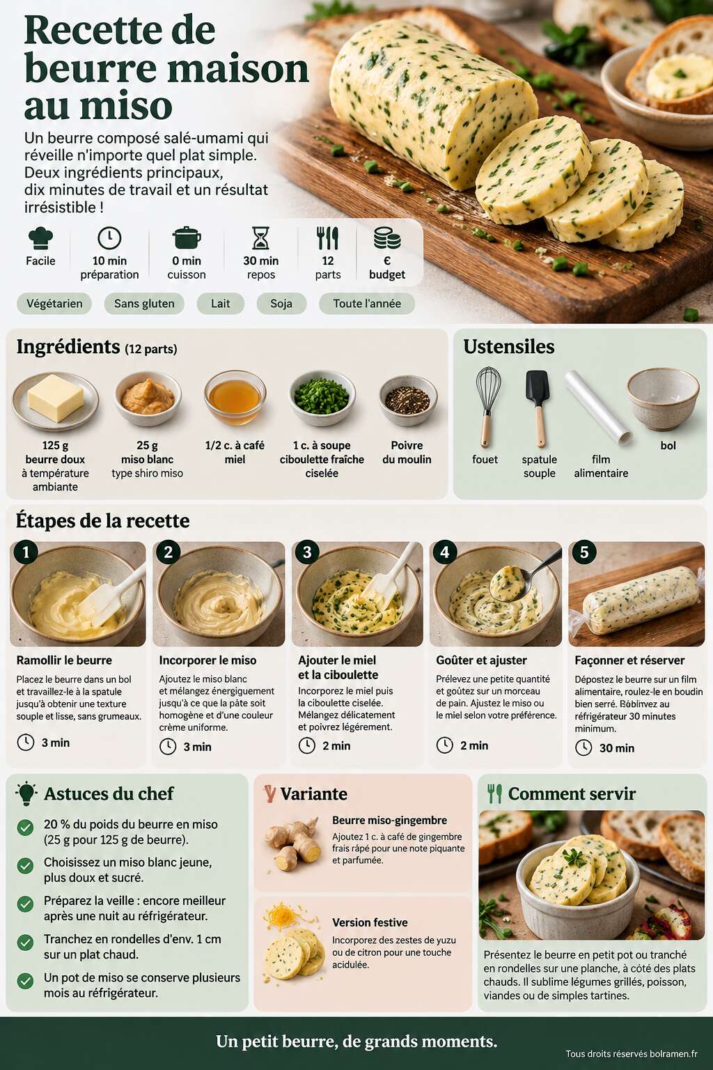 Fiche recette Recette de beurre maison au miso Fiche recette Recette de beurre maison au miso