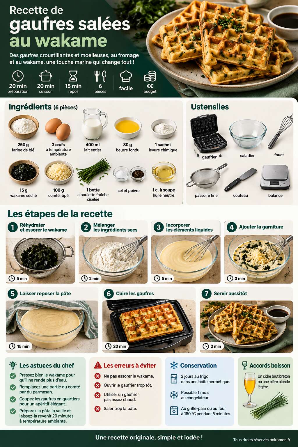 Fiche recette Recette de gaufres salées au wakame Fiche recette Recette de gaufres salées au wakame
