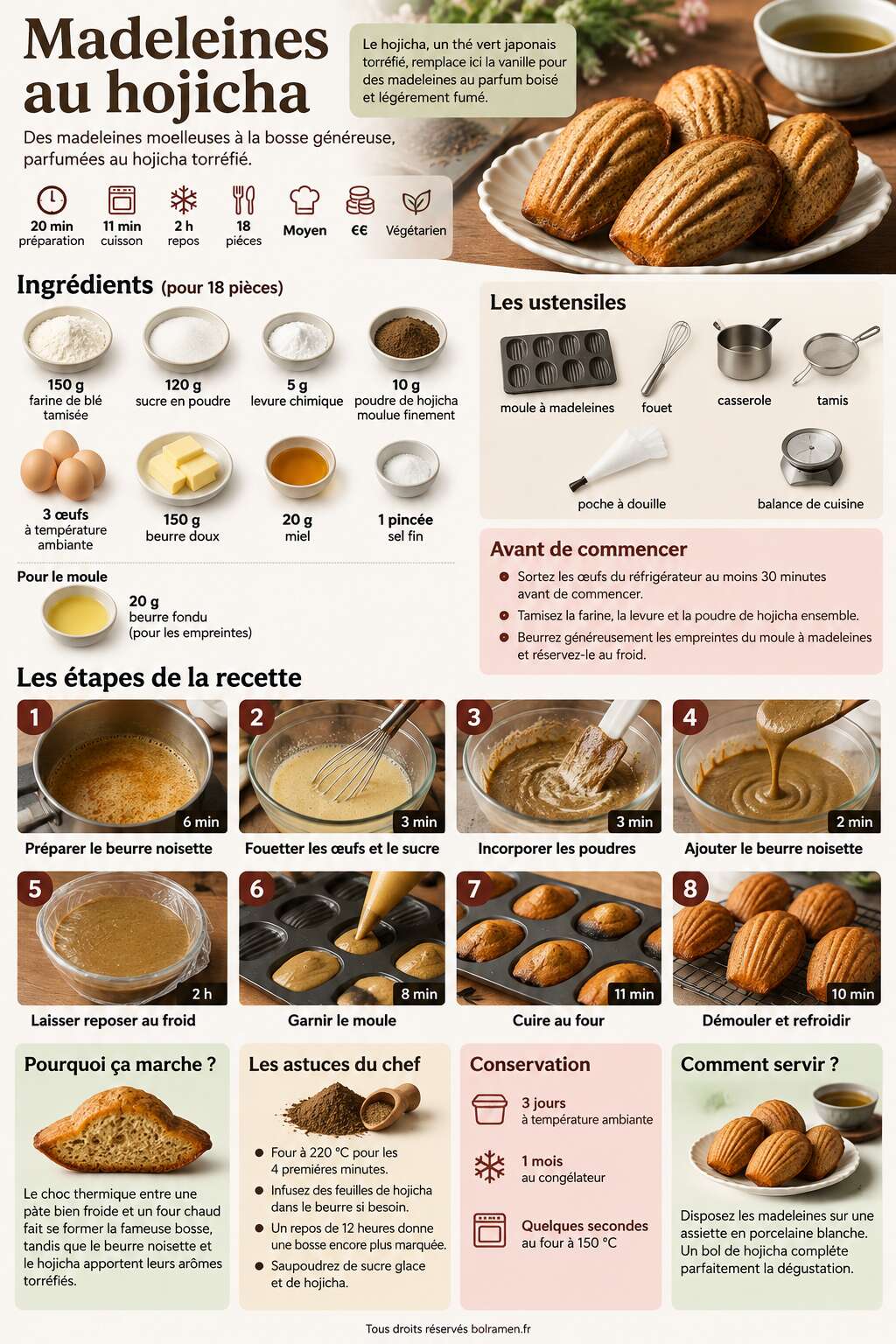 Fiche recette Recette des madeleines au hojicha
