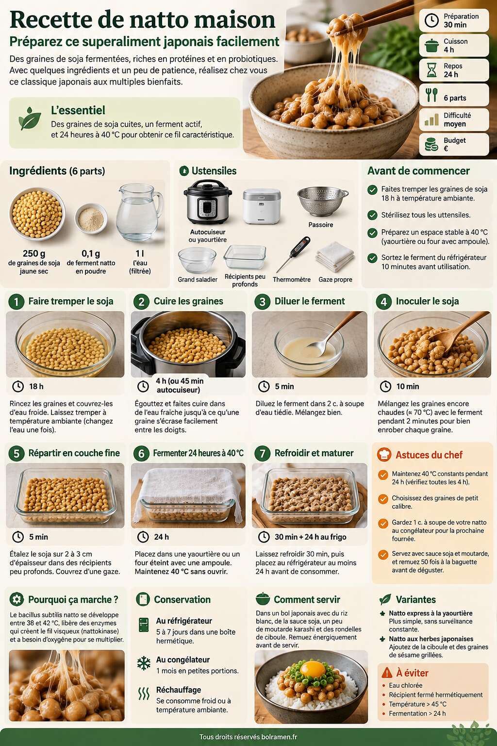 Fiche recette Recette de natto maison : préparez ce superaliment japonais facilement Fiche recette Recette de natto maison : préparez ce superaliment japonais facilement