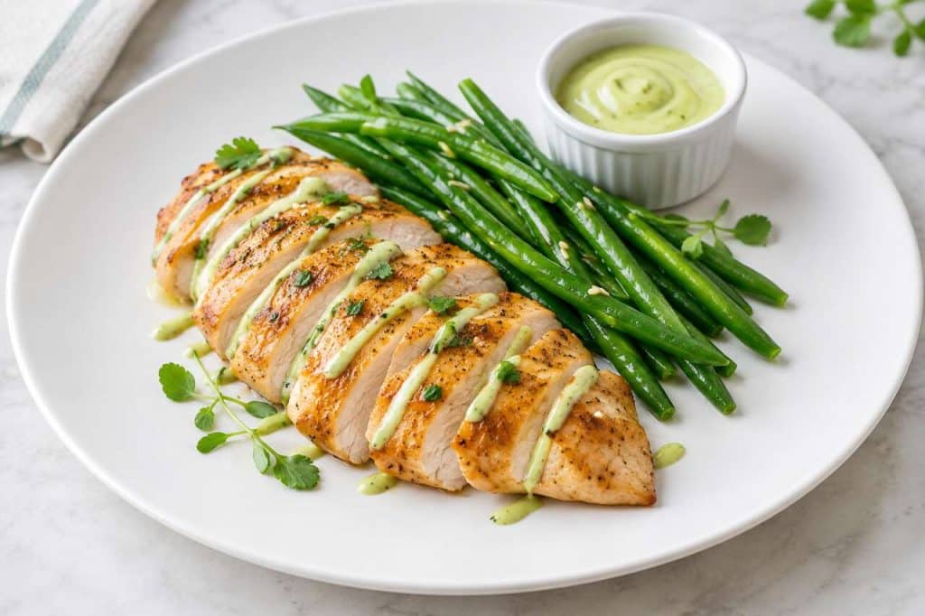 Recette de blanc de poulet et haricots verts à la mayo wasabi